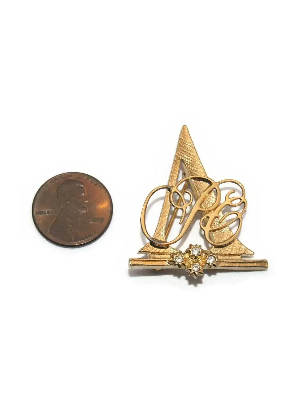 VTG Avon Gold Tone & Stones Letter 